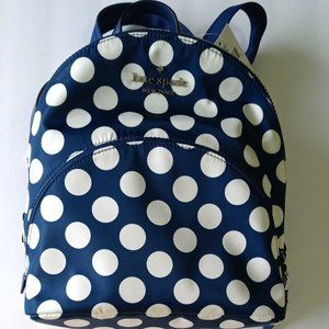 NWT Kate Spade Navy w/White Polka Dot Backpack